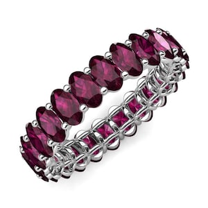 Handmade Rhodolite Garnet Eternity Ring: 925 Sterling Silver Wedding Band