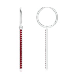 Ruby Earring, Hinged Hoop Dangling Ruby Bar Earrings, 925 Solid Silver Earrings, Handmade earring, women earring, Dangle Earring, for gift