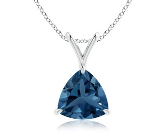 Trillion London Blue Topaz Pendant: Claw-Set 925 Sterling Silver