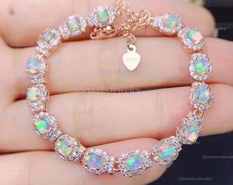 Ethiopian Opal Bracelet: Handmade 925 Sterling Silver Cabochon