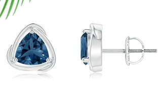 Dazzlingrock Orecchini A Lobo In Argento 925 Con Topazio Blu 1,20 Ct | Pietra Naturale A Taglio Rotondo, Eleganti E Scintillanti, Confezione Regalo Inclusa
