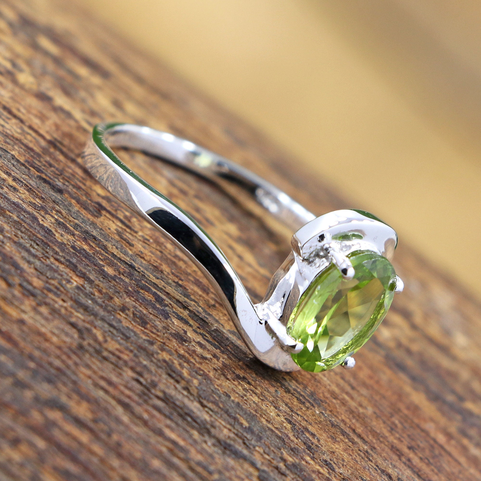 Natural Peridot Ring Sterling Silver Ring Artisan Jewelry Peridot