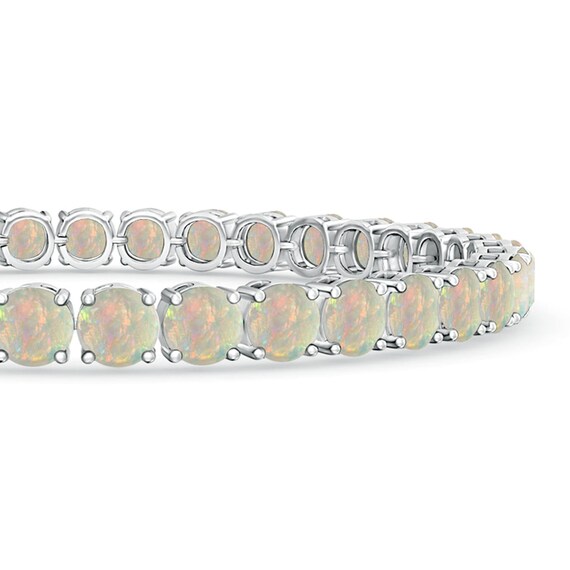 Ethiopian Opal Bracelet: 925 Sterling Silver Tennis Bracelet