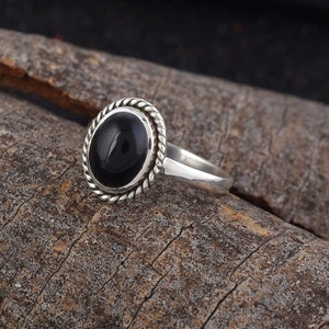 black onyx ring, 925 sterling silver ring, black onyx ring, black onyx, handmade ring, black onyx ring-minimalist ring, for gift