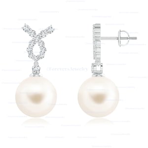 freshwater pearl earrings, topaz ribbon earring, 925 sterling silver earring, handmade earring, Wedding Earring, 14k solid gold earrings