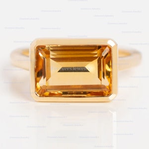 Handmade Octagon Cut Citrine Ring: 925 Sterling Silver Wedding Ring