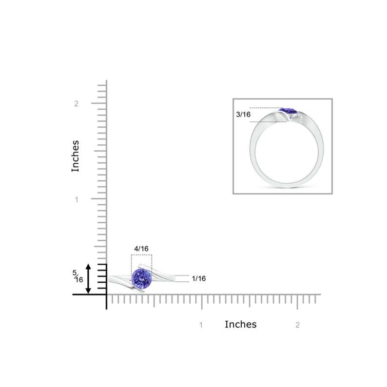 Bar-Set Solitaire Round Tanzanite Bypass Ring-925 Sterling Silver Ring-Gemstone Ring-Tanzanite ring-Natural Tanzanite Handmade Ring-for Gift