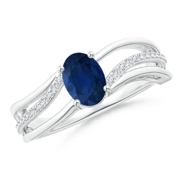 Blauer Saphir Ring: Ovaler Solitär, Topas, 925 Sterling Silber