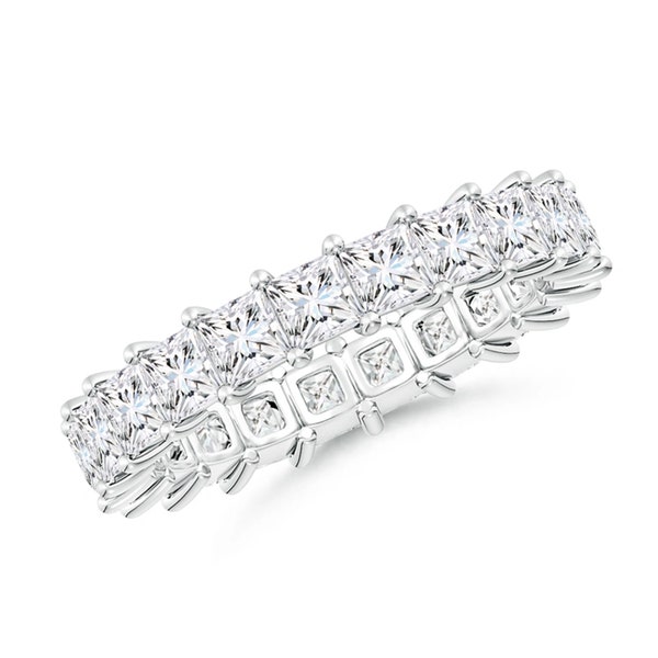 Handgemachter Princess-Cut Zirkon Eternity Ring: 925 Sterling Silber Ehering