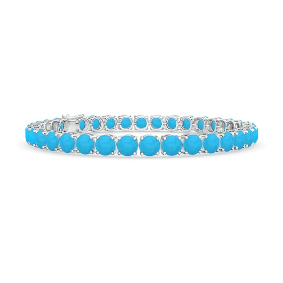 Handmade Turquoise Tennis Bracelet: 925 Sterling Silver, Natural