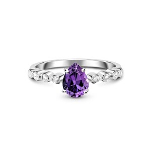 Amethyst Ring, White Topaz Ring, Band Ring, Engagement Ring, Boho Ring, 925 Sterling Silver Ring, Amethyst Gemstone Ring, Gift for jewelry