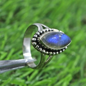 Ring marquise labradoriet: 925 sterlingzilveren edelsteen