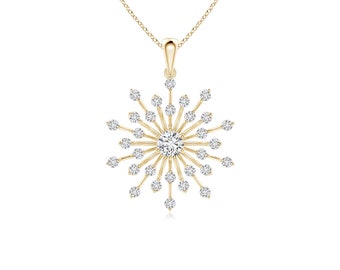 Ciondolo a raggiera con zirconi, collana con sole, ciondolo celeste in argento sterling 925, ciondolo a raggiera scintillante