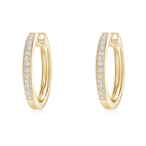 Pave-Set Diamond Hinged Hoop Earrings | 14K Yellow Gold Earring | Diamond Earring | Handmade Earring | 925 Silver ring | For Gift Her
