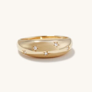la dôme ring, thin croissant dôme ring, white topaz stacking rings, gold plated ring, 925 sterling silver ring, handmade ring, gift for her
