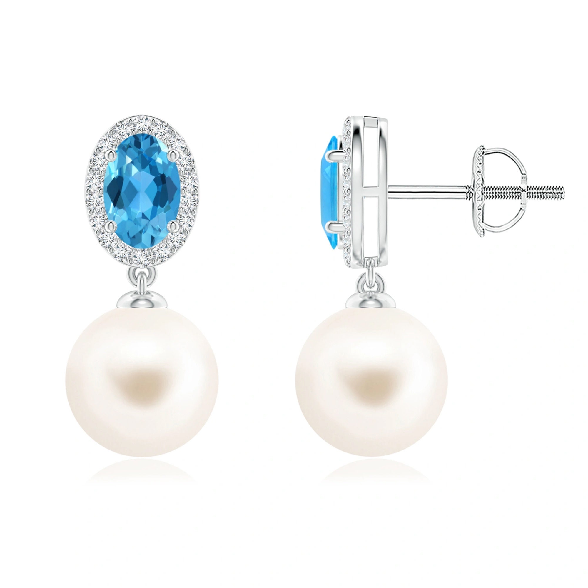 Blue topaz and pearl earrings deals