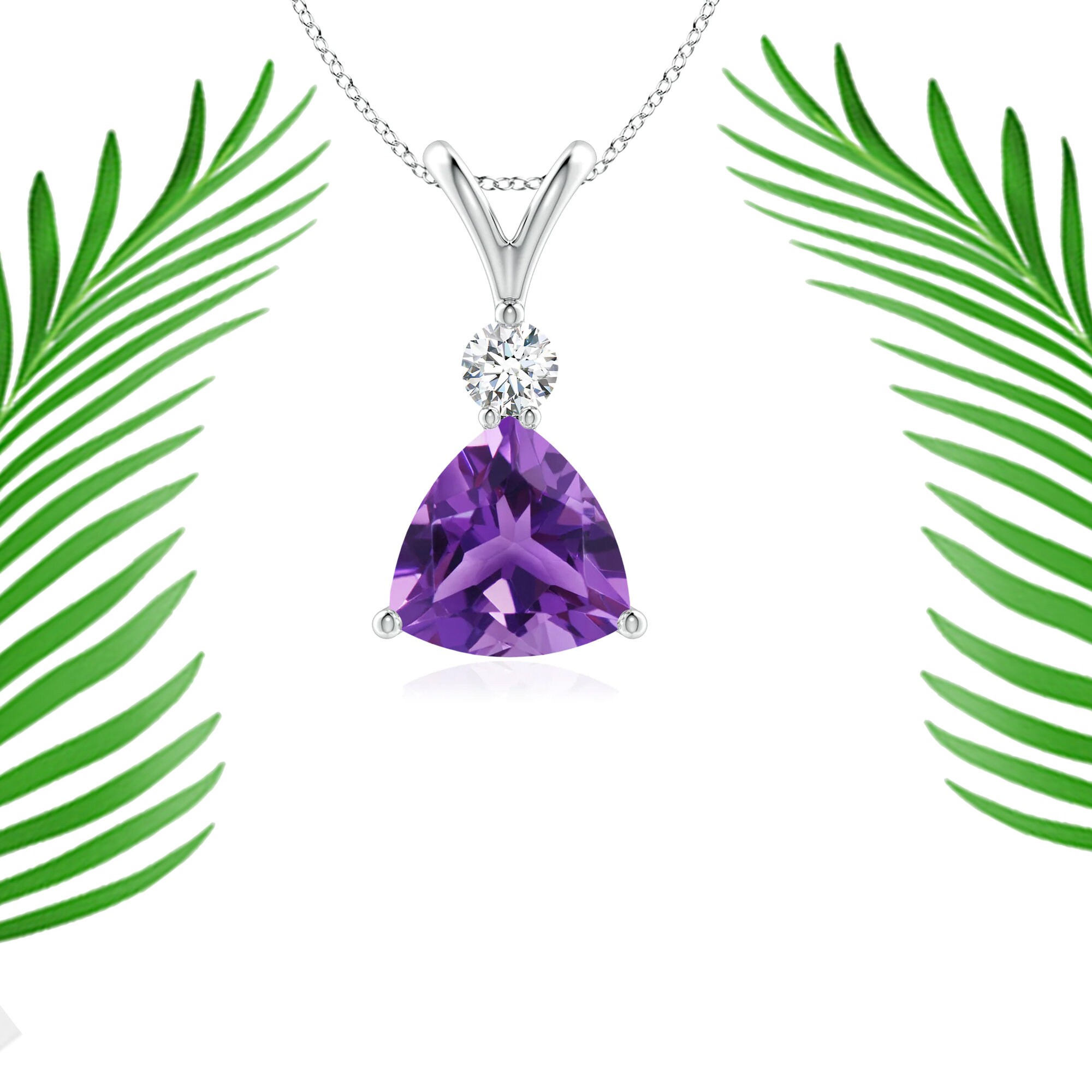 Trillion Amethyst Solitaire Pendant 