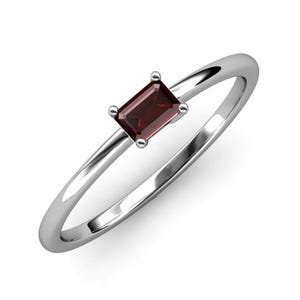 Garnet ring, engagement ring, emerald cut ring, 925 sterling silver ring, handmade ring, promise ring, birthstone ring, birthday gift