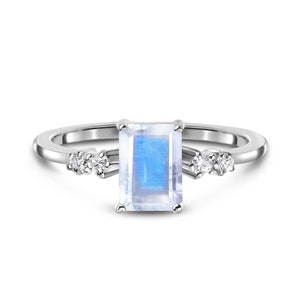 Regenboog Maansteen Ring | Witte topaasring | Bandring | Verlovingsring | Boho-ring | 925 sterling zilveren ring | Maansteenring | Voor cadeau