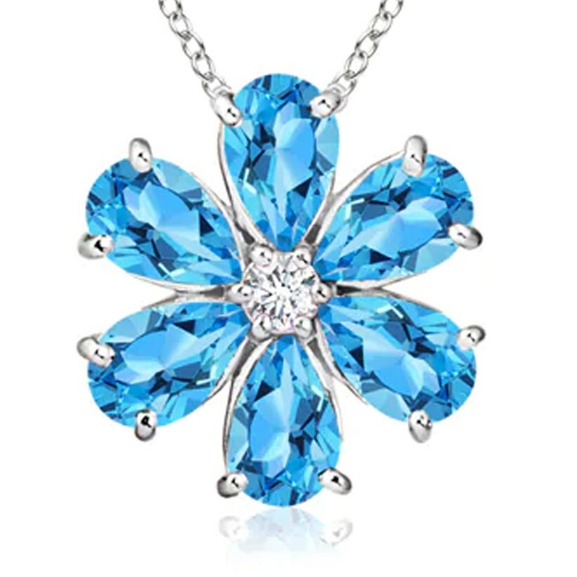 Blue topaz 2024 flower necklace