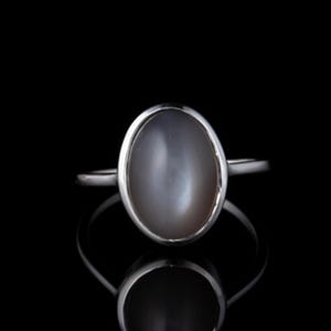 Grey Moonstone Ring-925 Sterling Silver Ring-Oval Natural Grey Moonstone Stone-solitaire ring-Moonstone Handmade Ring Gift For Her