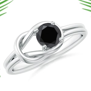 solitaire black onyx infinity knot ring, 925 sterling silver ring, black onyx gemstone ring, designer ring, birthstone ring, gift for her