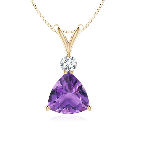 Sterling Silver Trillion Amethyst And White Topaz Pendant Sterling Silver Trillion Amethyst And White Topaz Pendant