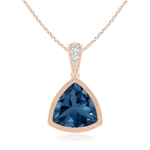 Trillion London Blue Topaz Pendant: Milgrain Sterling Silver Bezel