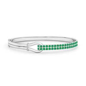 Emerald Sterling Silver Bangle: Interlocking Love Knot Bracelet