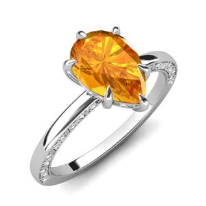 Citrine ring, natural citrine solitaire ring, engagement ring, 925 sterling silver ring, wedding ring, anniversary ring, promise ring