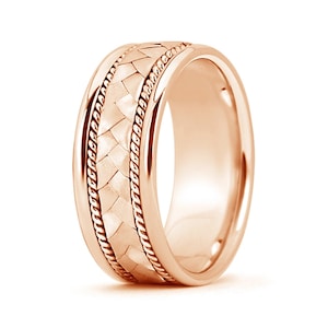 Banda de boda para hombre de cuerda trenzada trenzada a mano / anillo de plata de ley 925 / anillo hecho a mano / banda de compromiso / anillo de banda / joyería personalizada