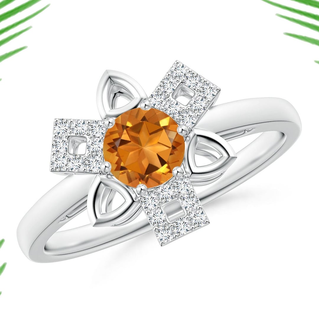 Citrine White Topaz Ring: 925 Sterling Silver Scorpio Ring - Etsy