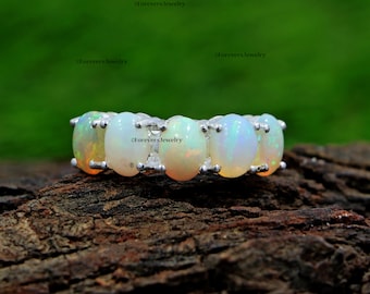 Handmade Ethiopian Opal Ring: 925 Sterling Silver Gemstone Ring