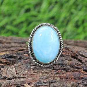 Blue Opal Ring, 925 Sterling Silver Ring, Blue Opal Ring, Blue Opal Statement Ring, Blue Opal Boho Ring, Handmade Blue Opal Gemstone Ring
