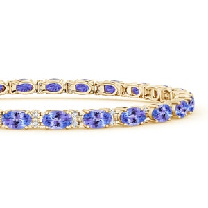 Tanzanite Bracelet, 925 Sterling Silver Bracelet, Classic Oval Tanzanite , White Topaz bracelet, Tennis Bracelet | Handmade Bracelet