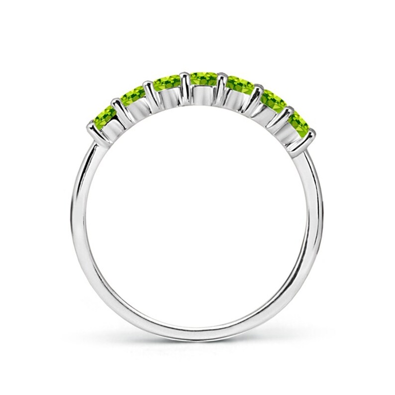 Half Eternity Seven Stone Peridot Wedding Band-925 Sterling Silver Ring-Gemstone Ring-Peridot ring-handmade ring-Natural Peridot-for Gift