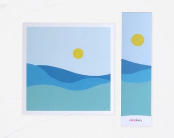 Abstract landscape postcard and bookmark
