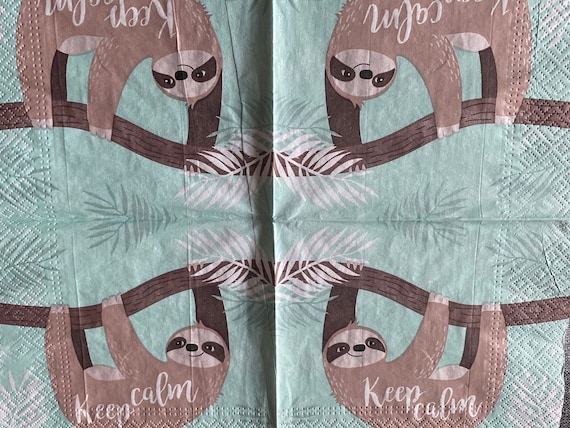 1 x Sloth Slow Down Party Paper Lunch Napkin Decoupage Scrapbooking Card Craft