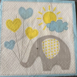 Baby Serviette blauer Elefant für Decoupage Papier