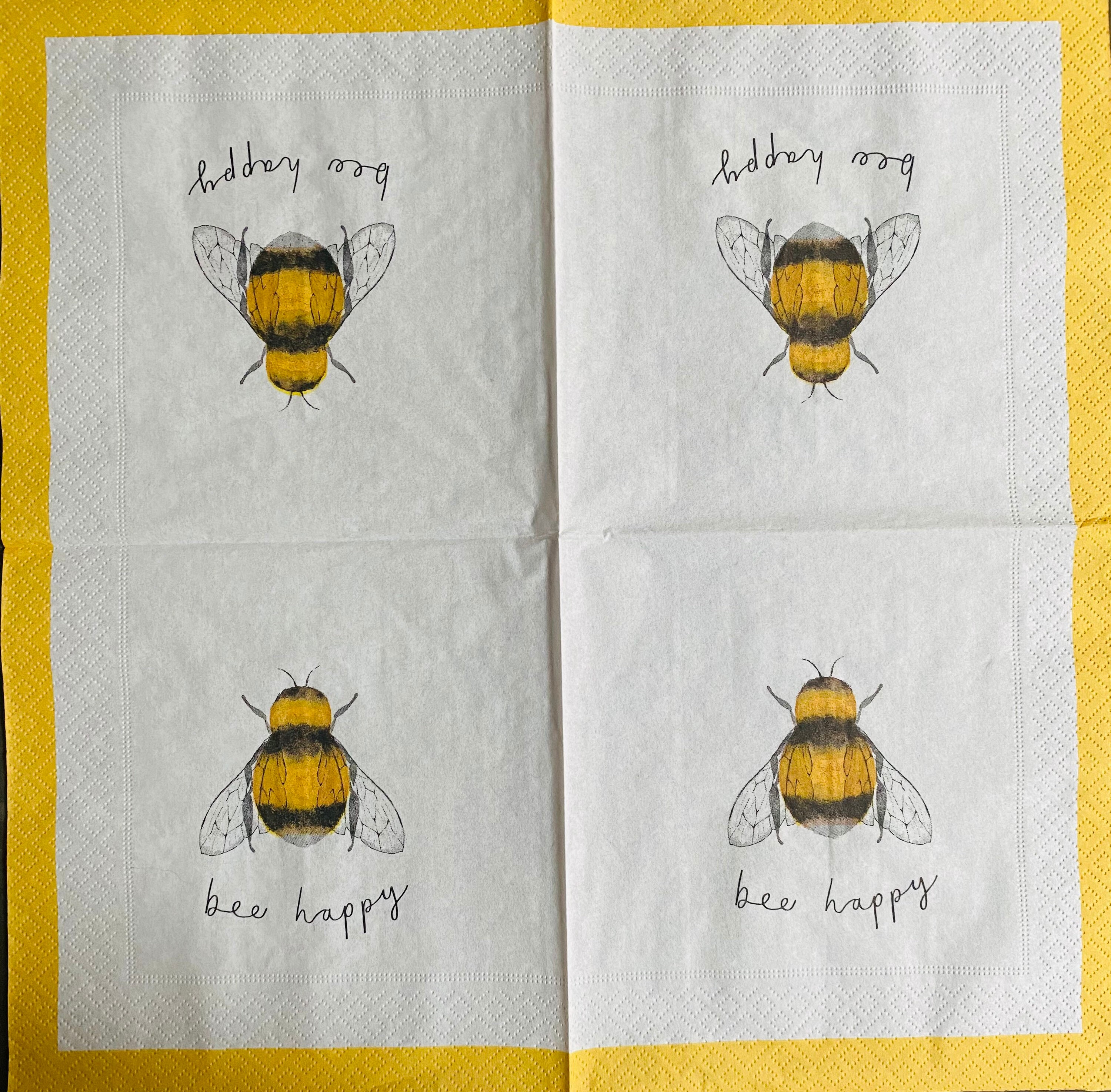 Bee Happy Paper Napkin for Decoupage or Craft Supplies and Etsy UK