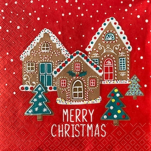 Ginger bread house Christmas design paper napkin for decoupage or craft supplies