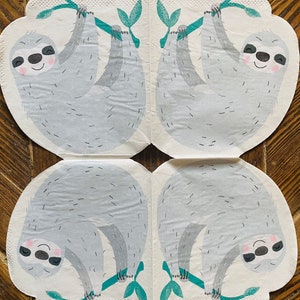 Sloth animal paper shaped paper napkin for decoupage or scrapbooking and paper crafts
