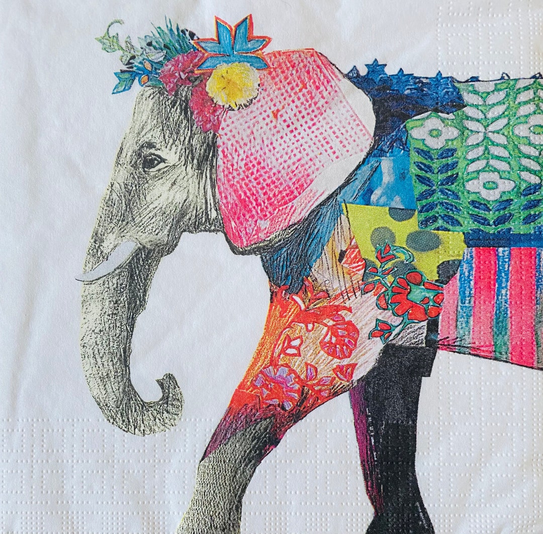 Elephant Paper Napkin for Decoupage or Craft Supplies and Scrapbooking