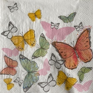 Butterflies paper napkin for decoupage or craft supplies and scrapbooking