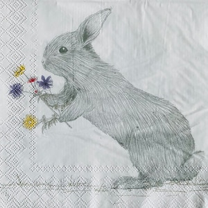 Rabbit paper napkin for decoupage or craft supplies and scrapbooking