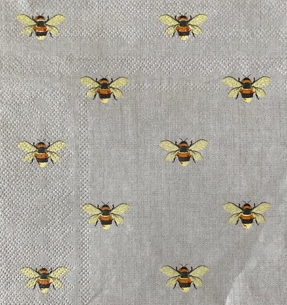 Papercraft Bee happy paper napkin for decoupage or craft supplies and