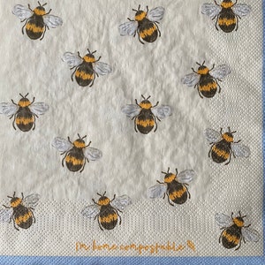 Tovagliolo di carta a forma di ape per decoupage, bricolage e scrapbooking.