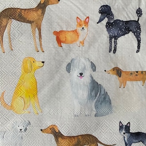 4x Paper Napkins for Decoupage Decopatch Craft Dogs 