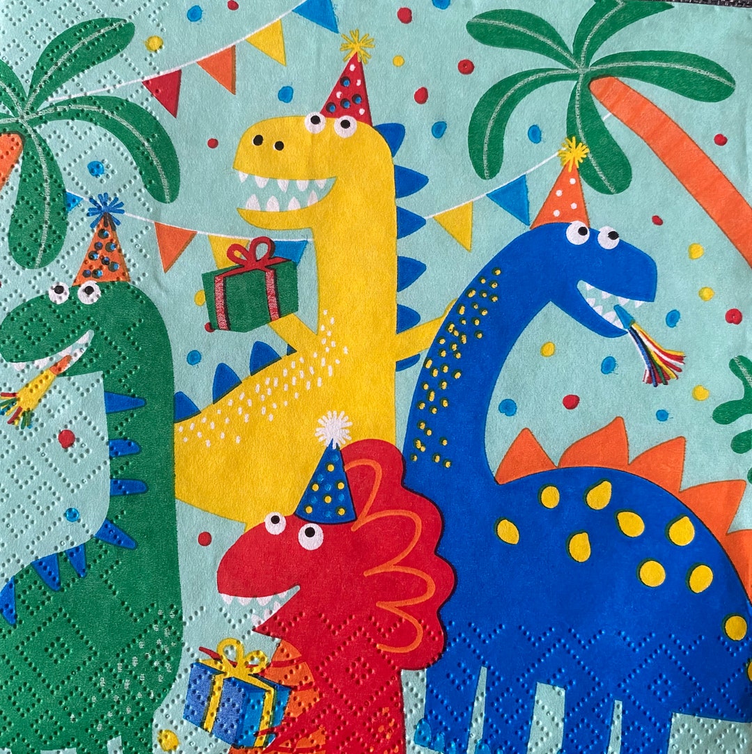 Dinosaur Party Paper Napkins for Decoupage or Craft Supplies Etsy