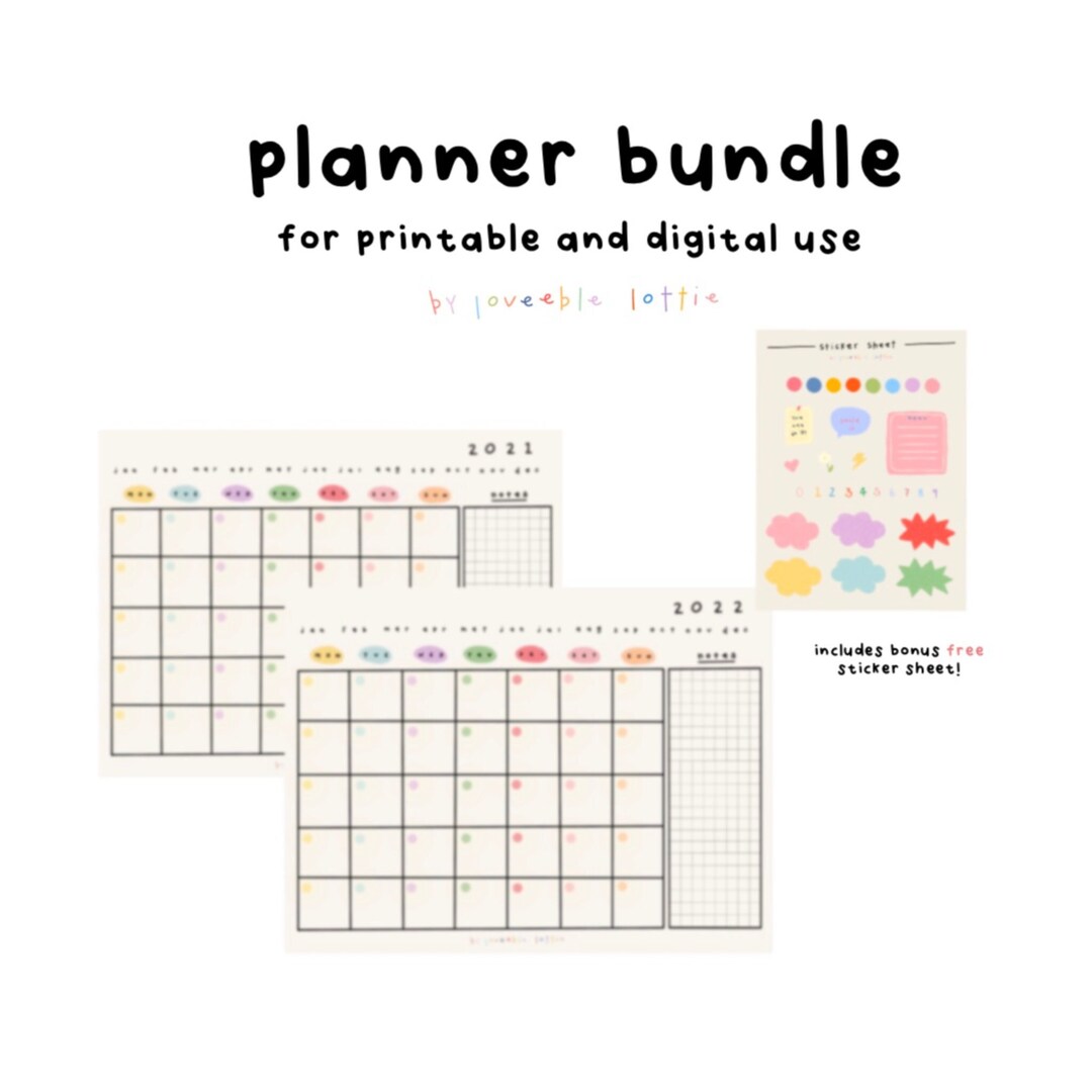 2021 / 2022 Monthly Planner Printable Bundle - Etsy